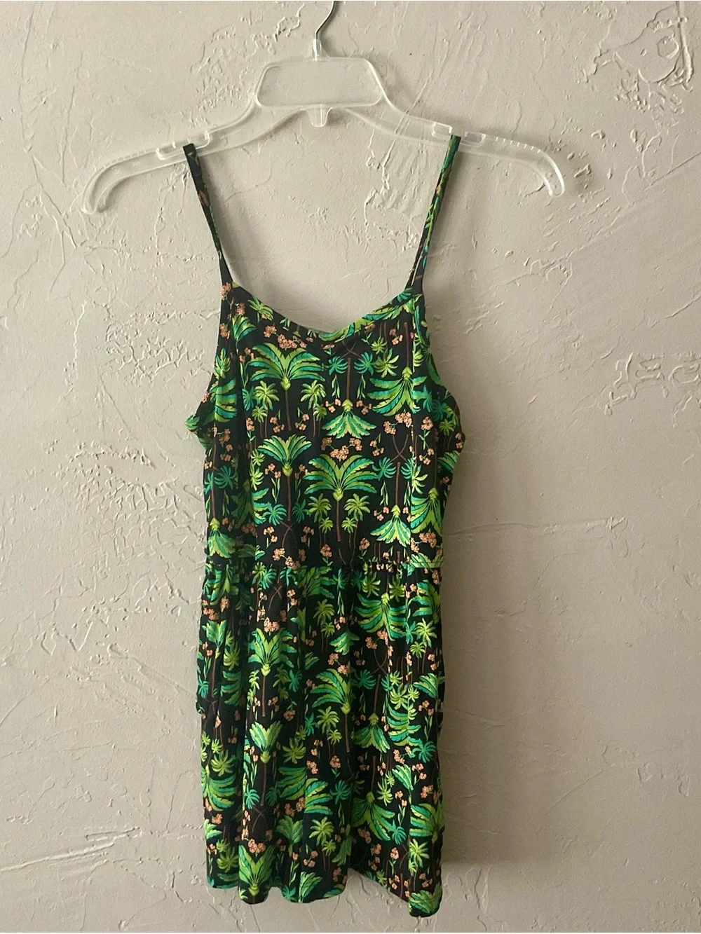 Old Navy Black & Green Tropical Print Girls' Romper